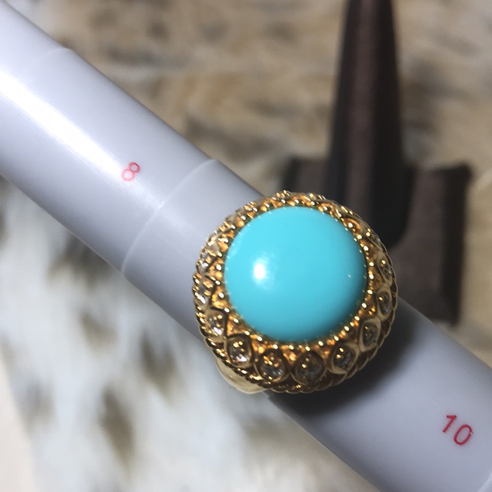 Women’s turquoise & gold colored ring - Picture 5 of 6